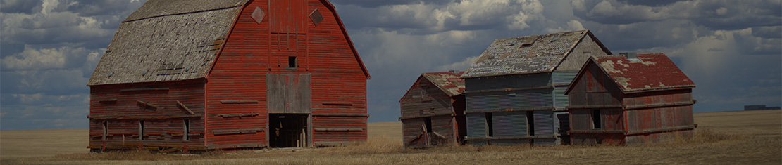 Faded red barns