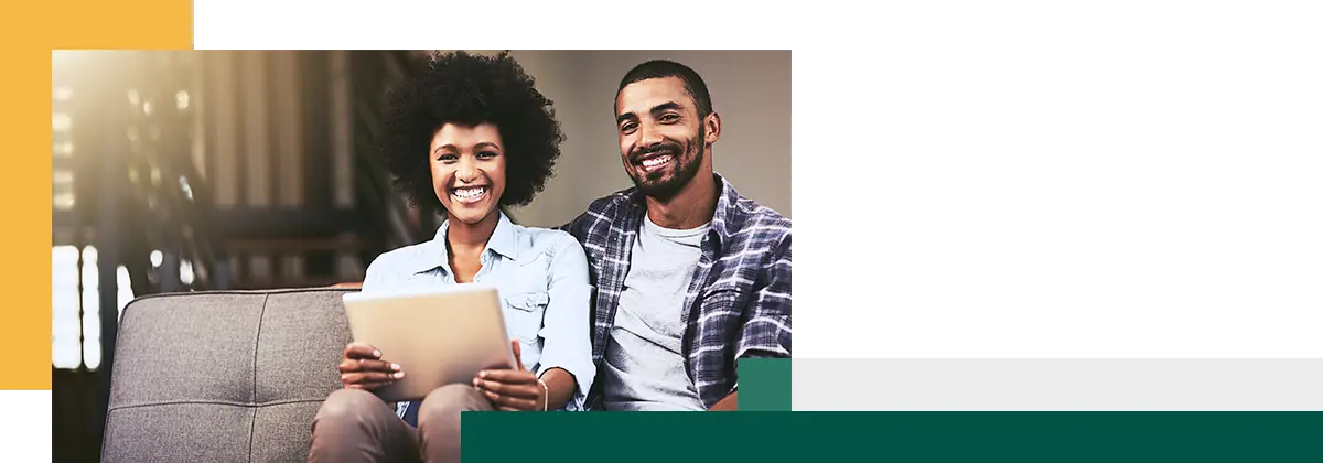 Close up of happy woman viewing credit-score on smartphone on street