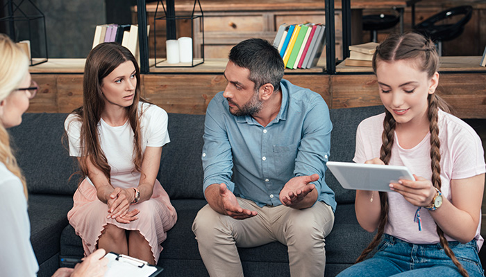 Family at financial counselling