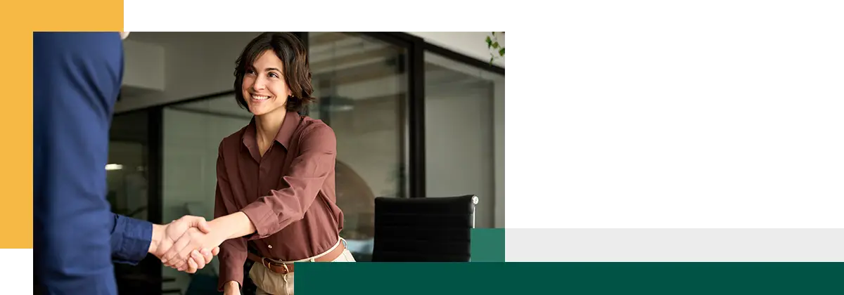 greeting client with a handshake