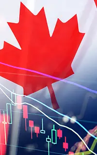 economy of Canada Canada flag on economic graphs