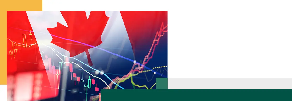 economy of Canada Canada flag on economic graphs