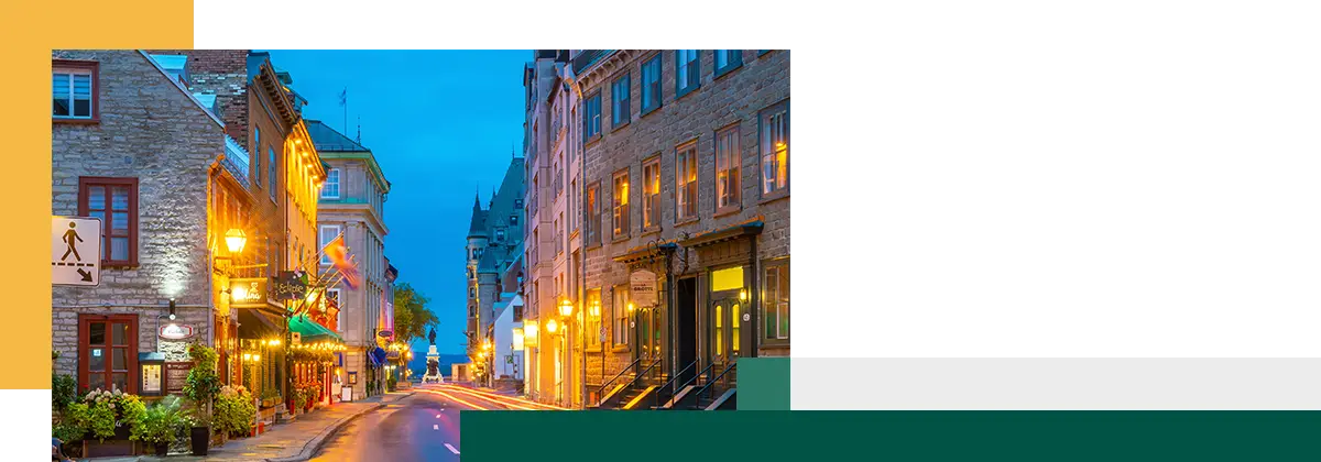 Old town area in Quebec city Canada at twilight