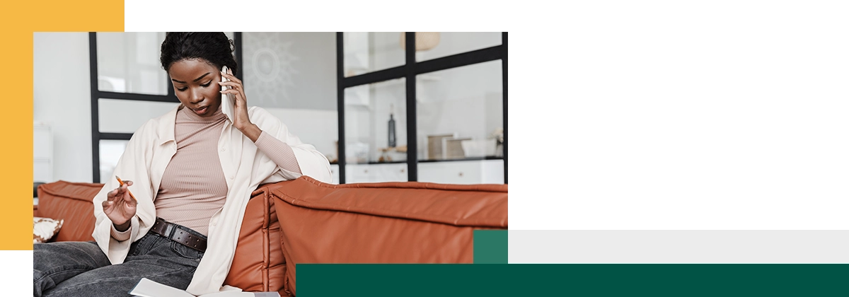 talking by mobile phone near documents