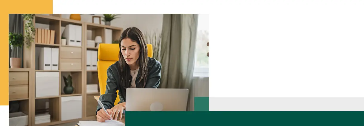 adult woman think and looking at credit report