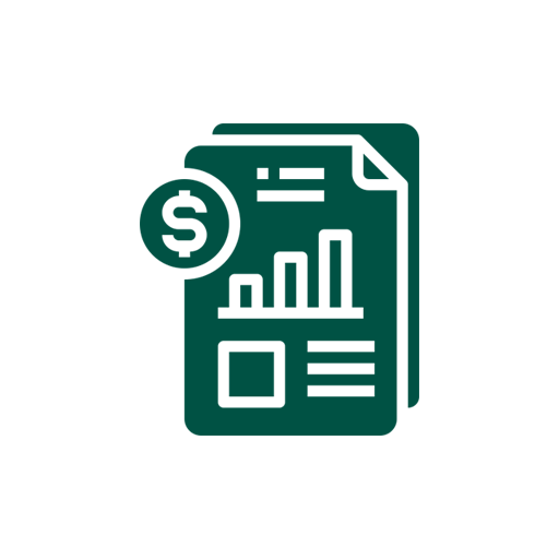 Illustration of a fact sheet with a dollar sign and graphs on it.