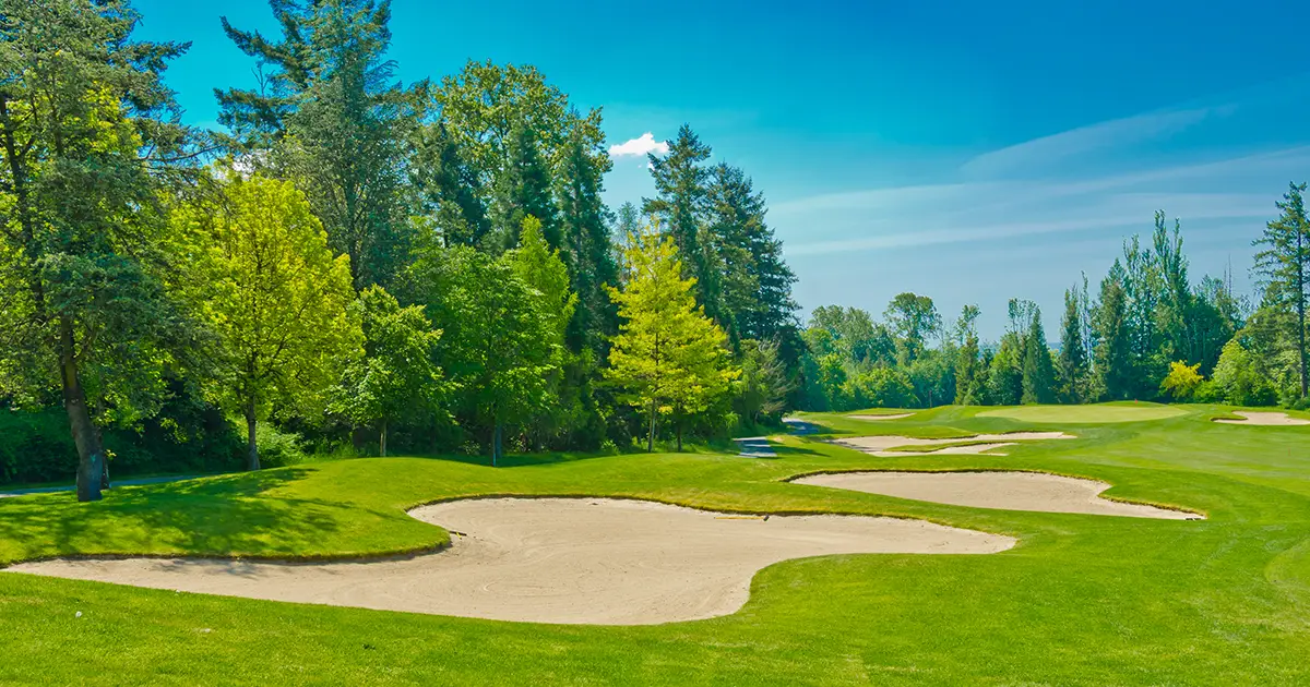 Sand bunkers at a beautiful golf course in Vancouver Canada.