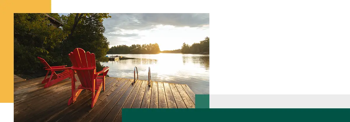 First light at a cottage dock Ontario Canada
