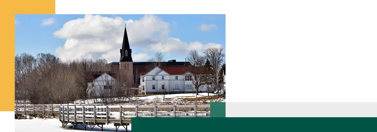 A building in a snow covered field in New Brunswick