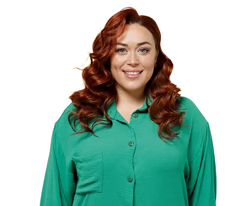 Woman wearing green shirt smiling