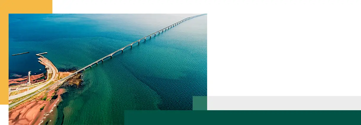 Aerial of Confederation Bridge PEI Canada