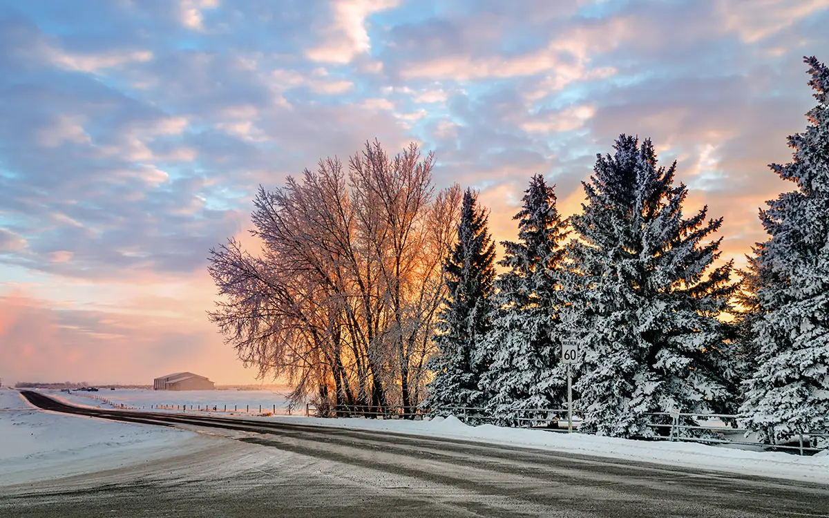 prairie road in winter