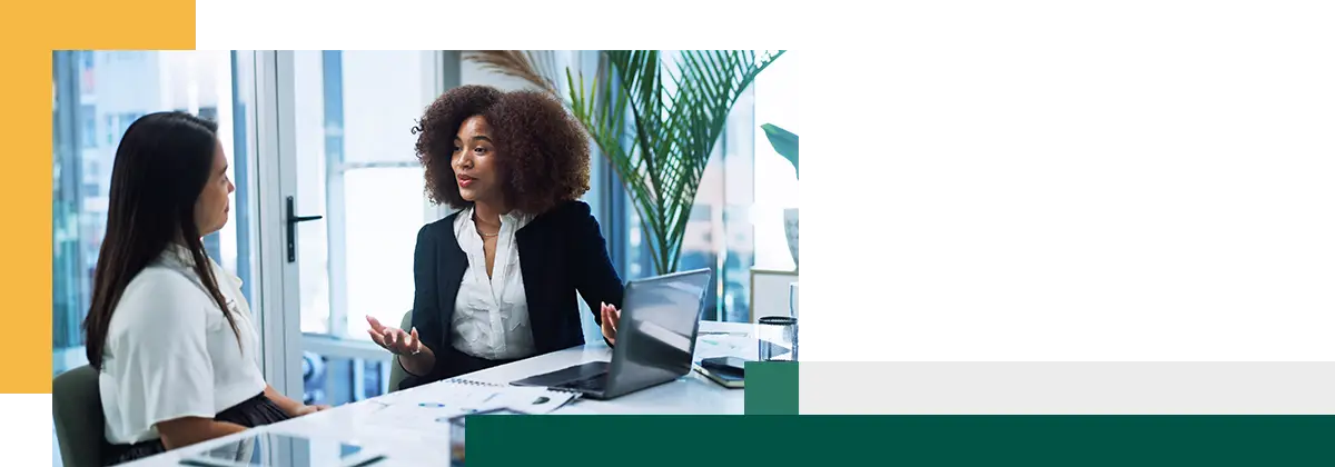 Business women consulting in office regarding finances