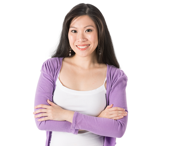 Woman crossing her arms and smiling.