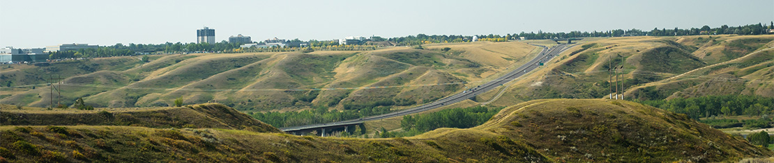 Highway going across a coulee.