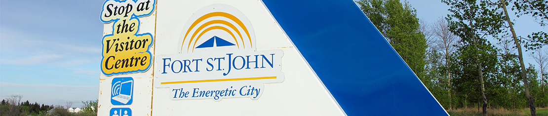 Welcome sign in Fort St. John, "The Energetic City".