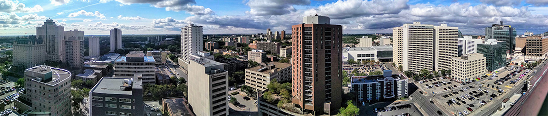 Aerial view of downtown Winnipeg.