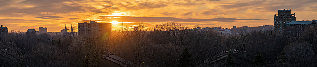 Edge of downtown Montreal at sunrise